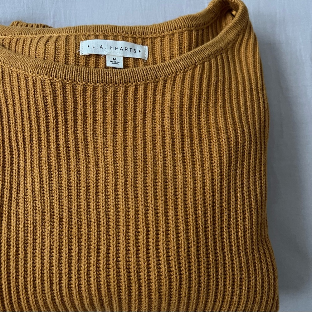 L.A. HEARTS Mustard Floral Sleeve Knit Sweater